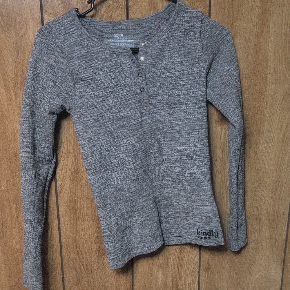 Kindly Yours Charcoal Henley Top M1